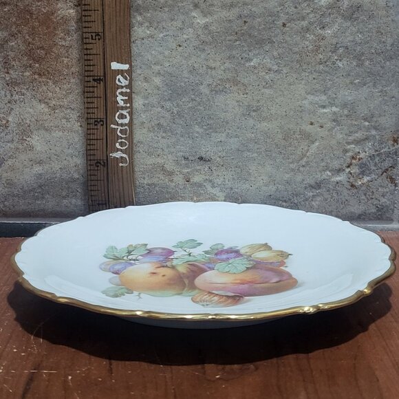 Schumann Arzberg Germany Fruit Nuts Salad Dessert Plate Set of 4 Gold Scalloped - Picture 9 of 13